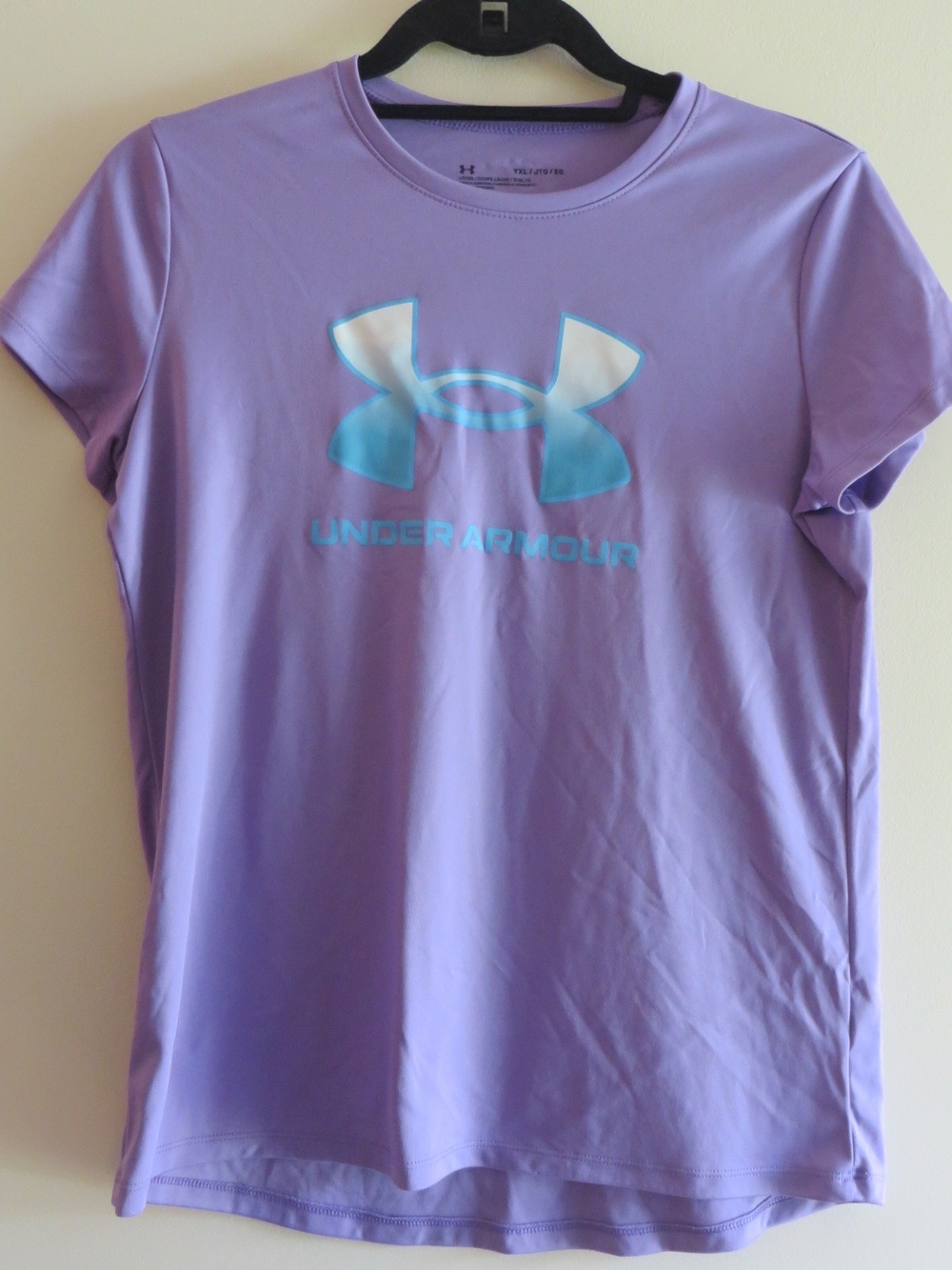 Under Armour Lavender Short Sleeve Tee with Teal Logo